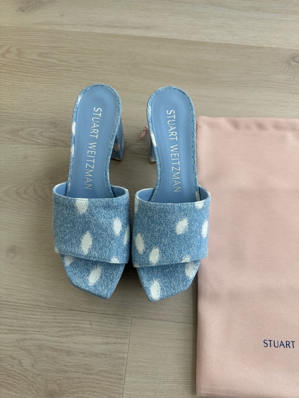 Stuart Weitzman Square Height Platform 95 Sandals in Denim